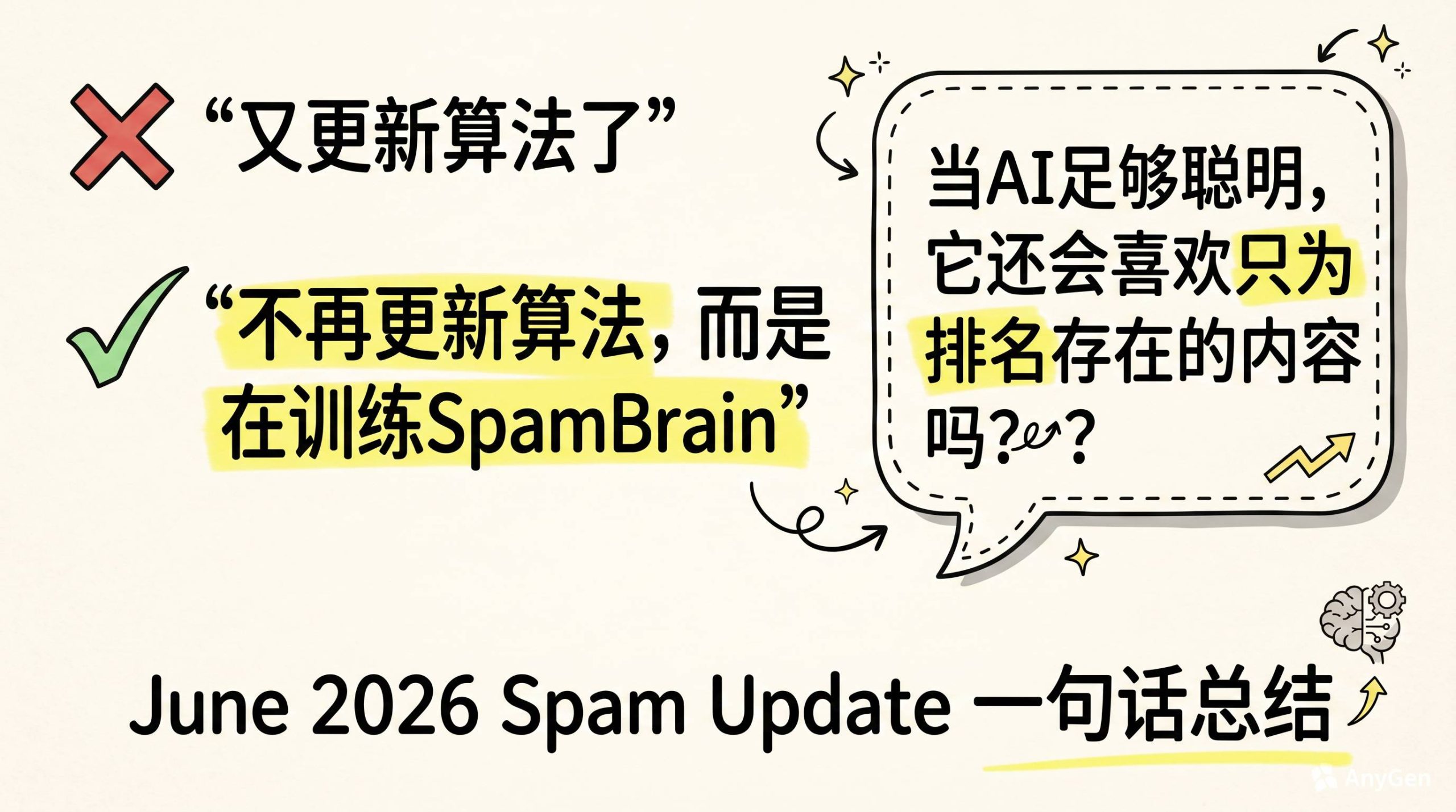 Google 已经不再更新算法，而是在训练 SpamBrain。